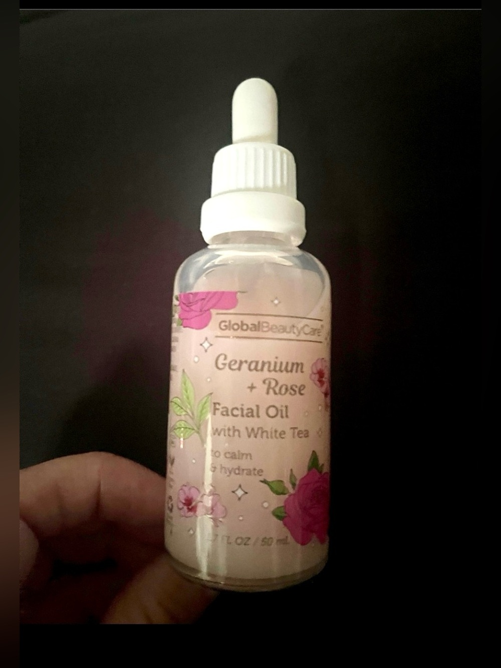 Geranium + Rose Facial Oil by GlobalBeautyCare — Pink Floral Glow